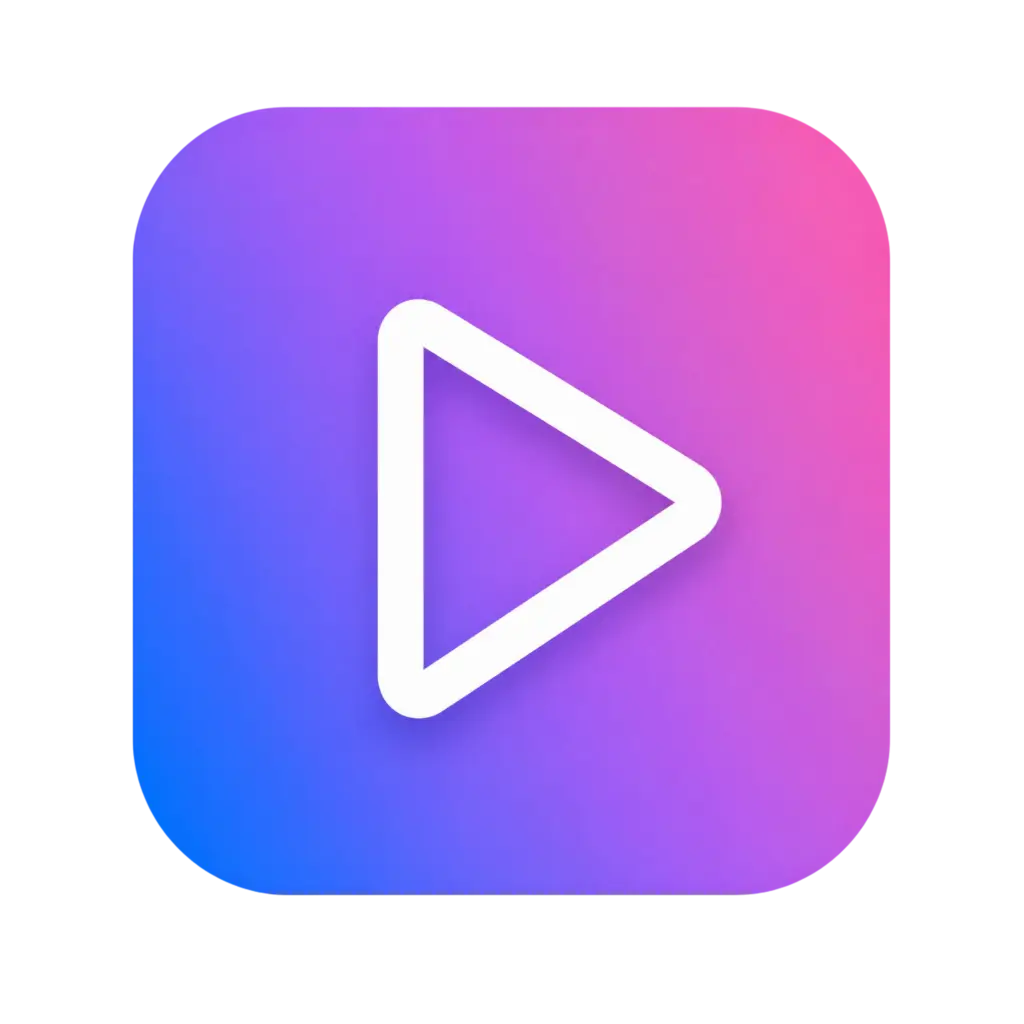 Ein weißes Play-Button-Symbol, zentriert auf einem abgerundeten quadratischen Hintergrund mit einem blau-rosa Farbverlauf, perfekt für modernes Webdesign. fotograf-webdesigner-seo-agentur-hochzeitsfotograf-abgelichtet